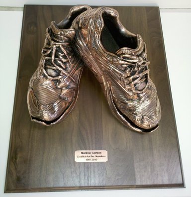 Adult Shoes - Bronzed and mounted on Walnut base