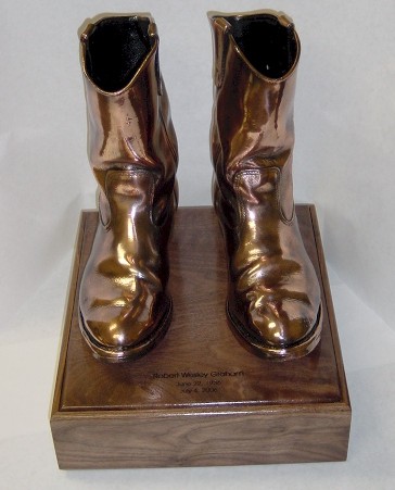 Pair of Cowboy Boots - Bronzed and mounted on urn