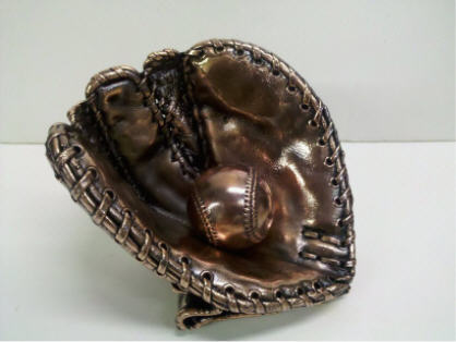 Bronze Baseball Glove and Ball - sports memorabilia