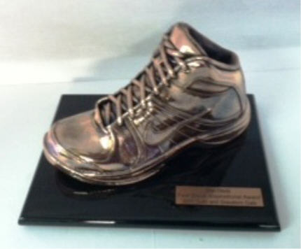 Adult Sneaker - Bronzed and Mounted on Black Lacquer base